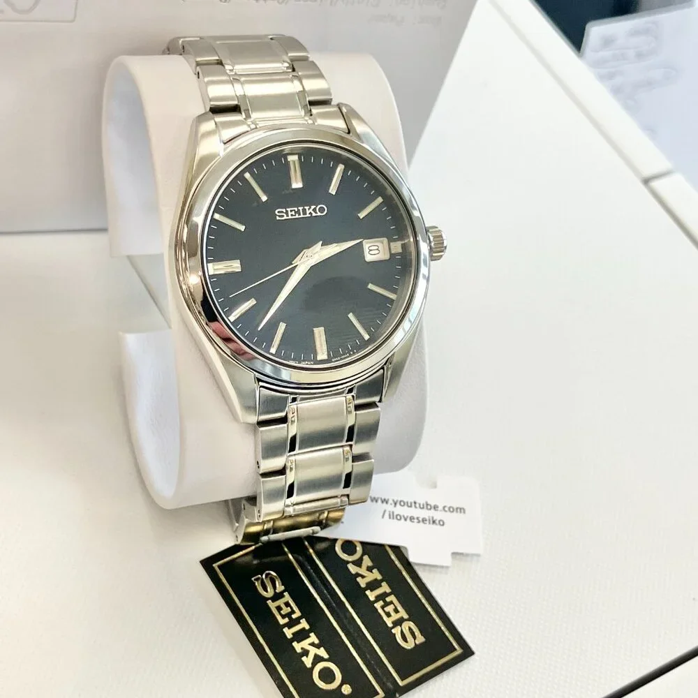 Seiko Stainless Steel Watch With Blue Dial